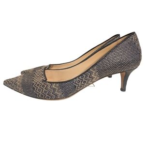Jimmy Choo Woven Animal Print Kitten Heels IT 37 ( US Size 7)